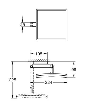 Grohe Selection Cube Makyaj ve Tıraş Aynası Krom 40808000 - 2
