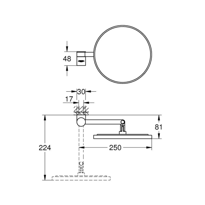Grohe Selection Makyaj ve Tıraş Aynası, Fırçalı Bakır 41077DL0 - 2