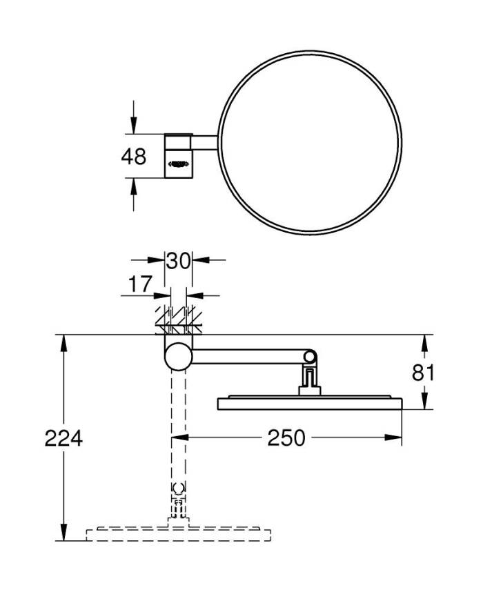 Grohe Selection Makyaj ve Tıraş Aynası, Paslanmaz Çelik 41077DC0 - 3