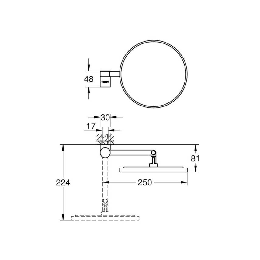 Grohe Selection Makyaj ve Tıraş Aynası, Sert Grafit 41077A00 - 2