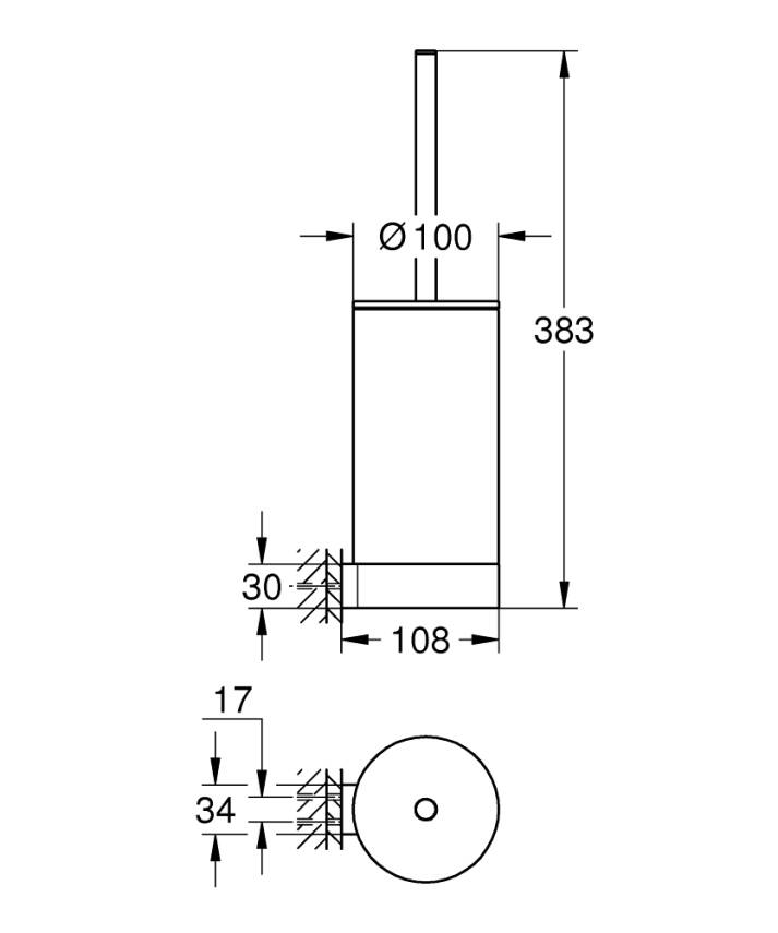 Grohe Selection Tuvalet Fırçalığı, Sert Grafit 41076A00 - 2