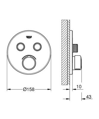 Grohe SmartControl Akış Kontrollü Ankastre Banyo Bataryası (2 Yollu Sıva Üstü Grubu) 29145000 - 2
