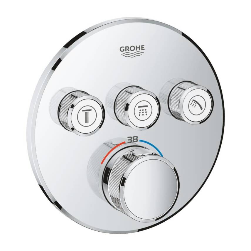 Grohe SmartControl Akış Kontrollü Ankastre Termostatik Banyo Bataryası (3 Yollu, Sıva Üstü Grubu) Krom 29121000 - 1
