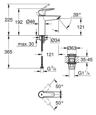 Grohe Start M-Boy Lavabo Bataryası, Mat Siyah 235752432 - 4