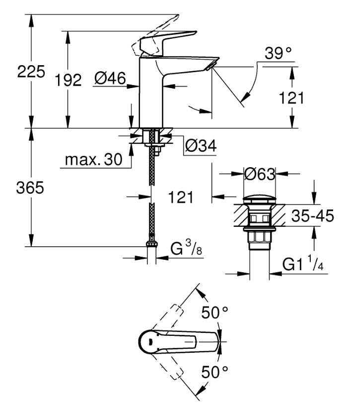 Grohe Start M-Boy Lavabo Bataryası, Mat Siyah 235752432 - 4