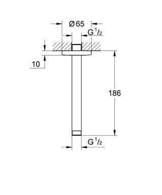 Grohe Tavandan Duş Başlığı İçin Tavan İniş Borusu, 186mm Krom 27559000 - 2