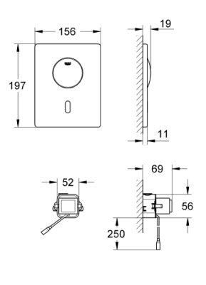 Grohe Tectron Skate Fotoselli ve Manuel Gömme Rezervuar Kumanda Paneli, Krom 37419000 - 2