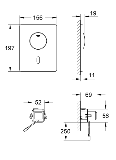 Grohe Tectron Skate Fotoselli ve Manuel Gömme Rezervuar Kumanda Paneli, Krom 37419000 - 2
