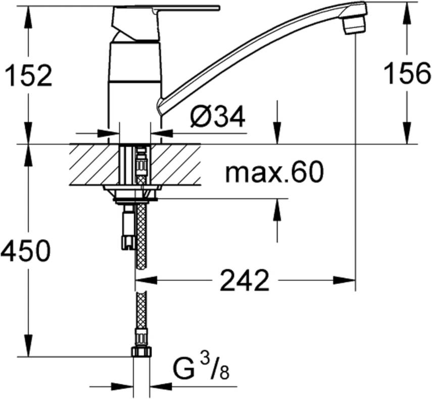 Grohe Tek Kumandalı Eviye Bataryası Krom 32891000 - 6