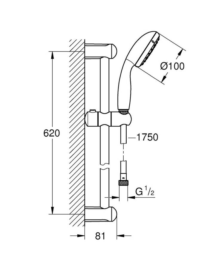 Grohe Tempesta 100 Sürgülü Duş Seti 2 Akışlı 2759810E - 3