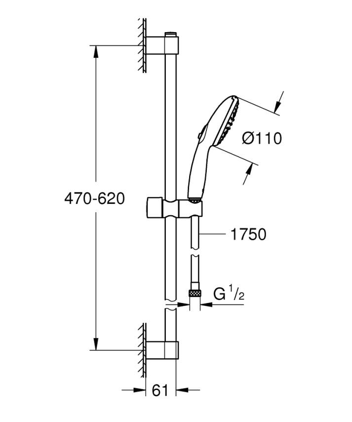 Grohe Tempesta 110 Sürgülü Duş Seti 2 Akışlı Mat Siyah 261622433 - 4