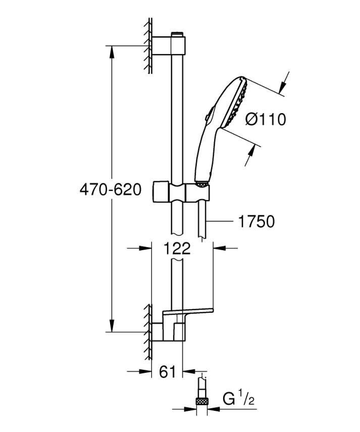 Grohe Tempesta 110 Sürgülü Duş Seti 3 Akışlı Krom 26917003 - 4