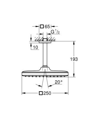 Grohe Tempesta 250 Kare Tepe Duşu Tek Akışlı 25 cm (Tavandan Dirsek Dahil) Mat Siyah 266882430 - 4