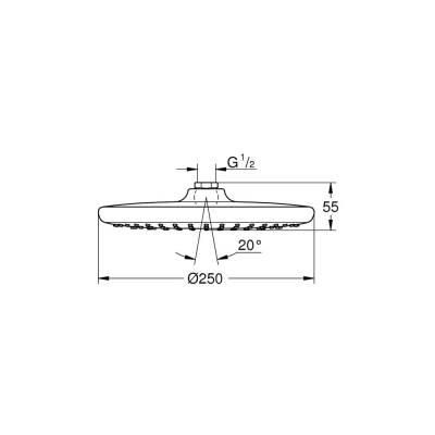 Grohe Tempesta 250 Tepe Duşu Tek Akışlı, 25cm, Krom-Beyaz Krom 26666000 - 2