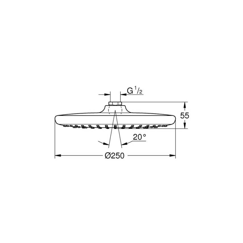 Grohe Tempesta 250 Tepe Duşu Tek Akışlı, 25cm, Krom-Beyaz Krom 26666000 - 2