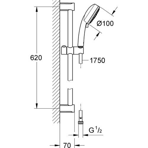 Grohe Tempesta Cosmopolitan 100 Sürgülü Duş Seti 3 Akışlı Krom 27579002 - 3