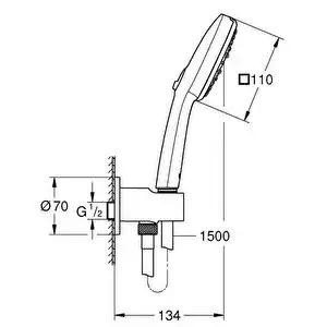 Grohe Tempesta Cube 110 Ankastre Bağlantılı El Duşu Seti, 3 Fonksiyonlu, Mat Siyah 269102433 - 2