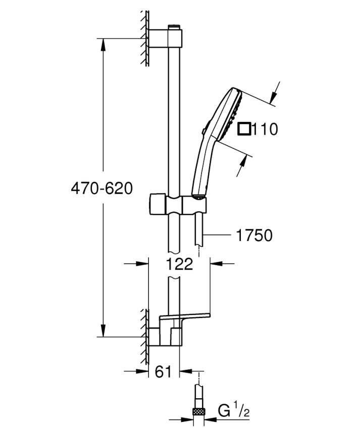 Grohe Tempesta Cube 110 Sürgülü Duş Seti 2 Akışlı Krom 26907003 - 4