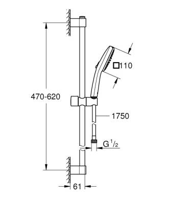 Grohe Tempesta Cube 110 Sürgülü Duş Seti 2 Akışlı Mat Siyah 267482433 - 4