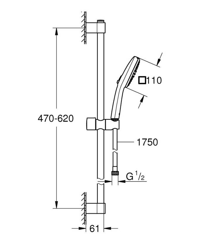 Grohe Tempesta Cube 110 Sürgülü Duş Seti 2 Akışlı Mat Siyah 267482433 - 4