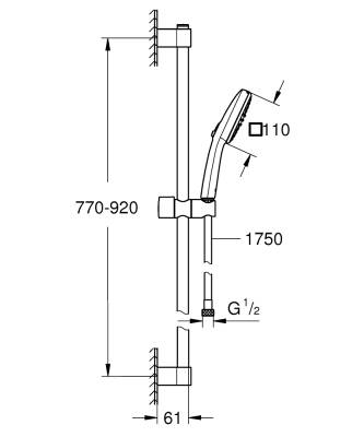 Grohe Tempesta Cube 110 Sürgülü Duş Seti, 2 Fonksiyonlu, Mat Siyah 269082433 - 4