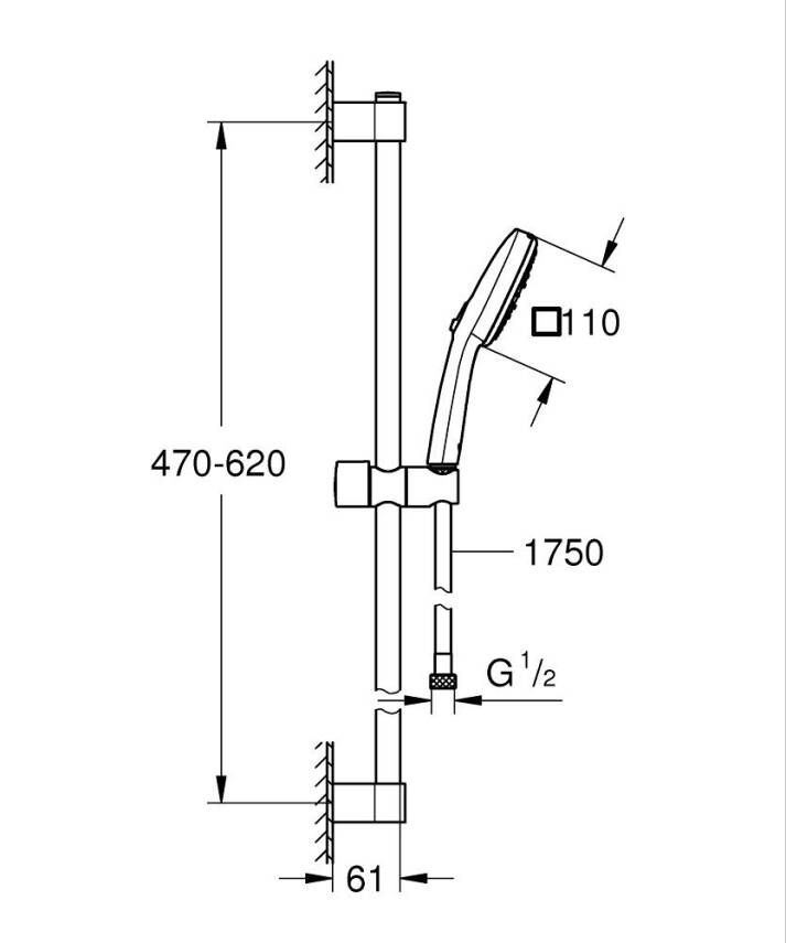 Grohe Tempesta Cube 110 Sürgülü Duş Seti, 3 Fonksiyonlu Krom 27579003 - 4