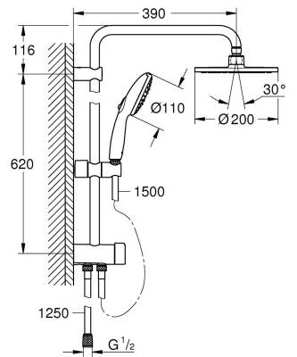 Grohe Tempesta System 200 Duvara Monte Duş Sistemi Yön Değiştiricili Krom 27389003 - 5