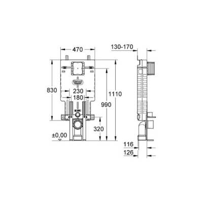 Grohe Uniset Gömme Rezervuar, Pnömatik, 13 cm 38642001 - 2