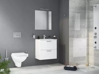 Vitra Banyo Dolabı Seti, Çekmeceli, 60 Cm, Parlak Beyaz 75021 - 2