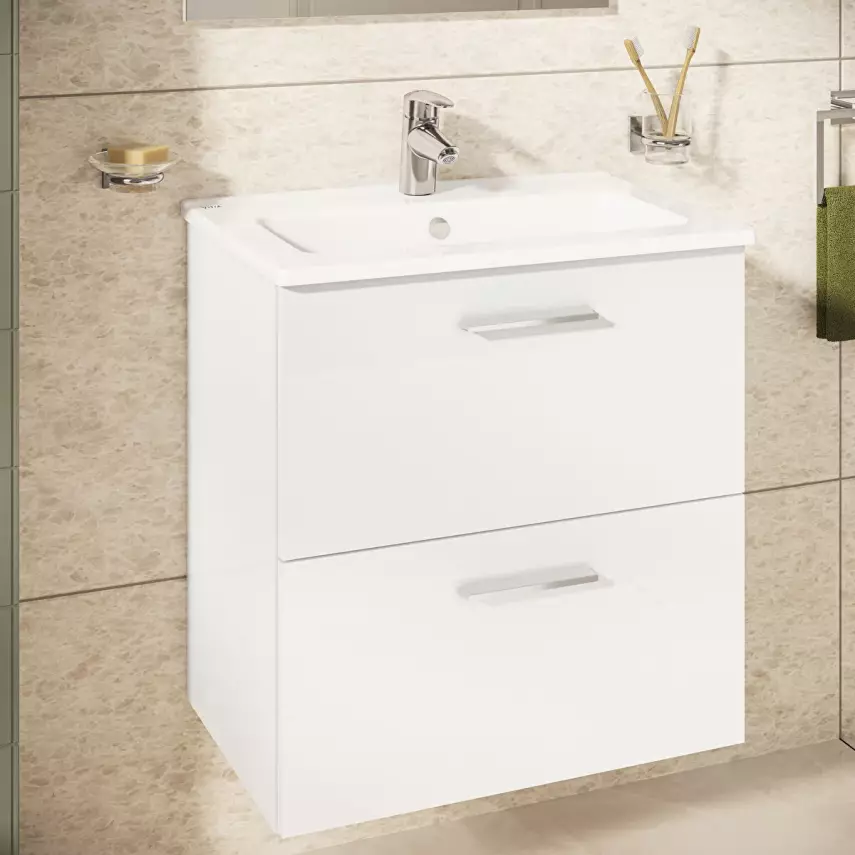 Vitra Banyo Dolabı Seti, Çekmeceli, 60 Cm, Parlak Beyaz 75021 - 5