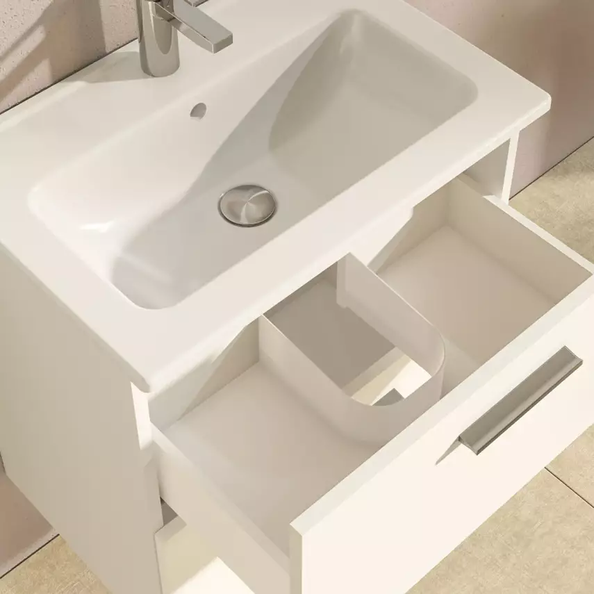 Vitra Banyo Dolabı Seti, Çekmeceli, 60 Cm, Parlak Beyaz 75021 - 6