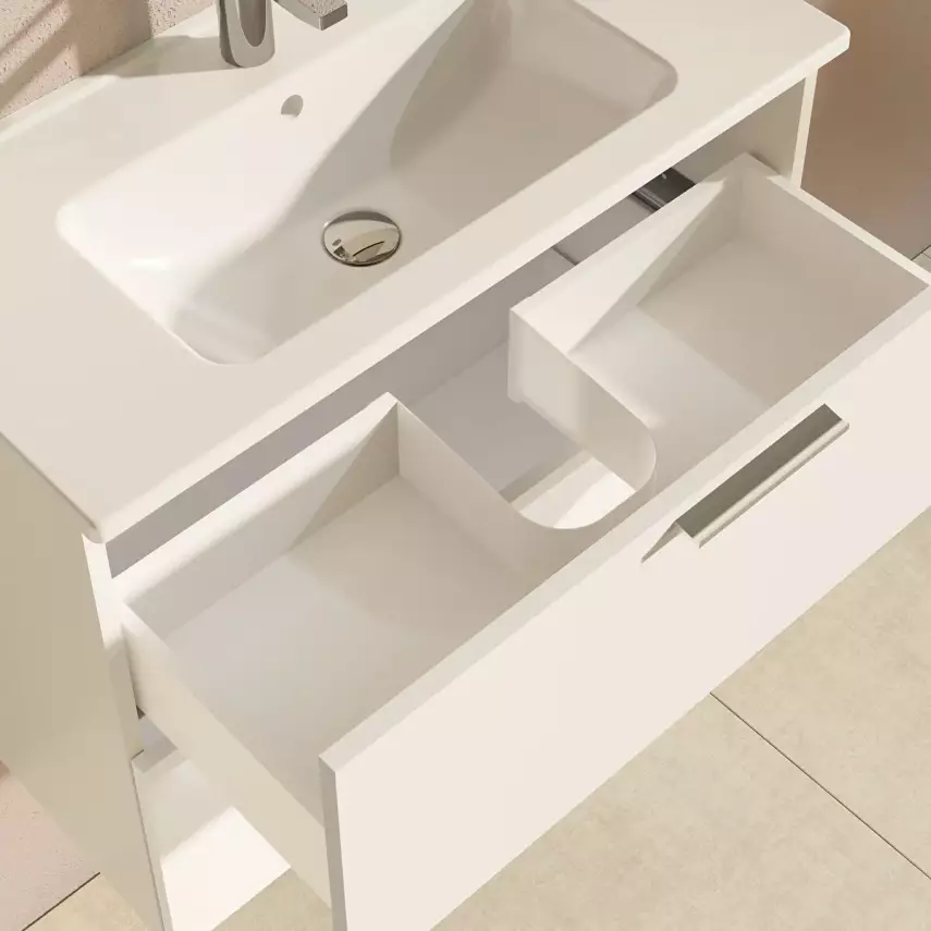 Vitra Banyo Dolabı Seti, Çekmeceli, 80 Cm, Parlak Beyaz 75024 - 6