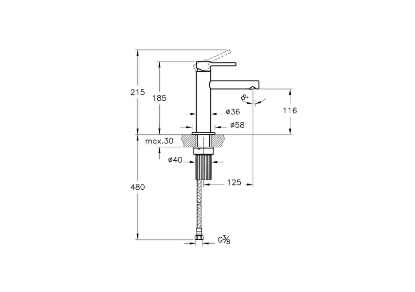 Vitra Origin Lavabo Bataryası Mat Siyah A4255636WTC - 5
