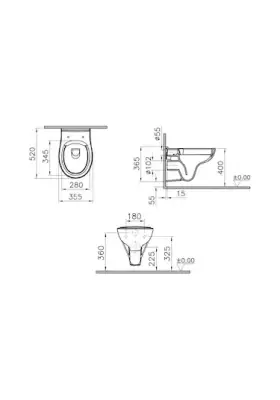 Vitra S20 Round Asma Klozet Smoothflush, 52 Cm Taharet Borulu, Beyaz - 2