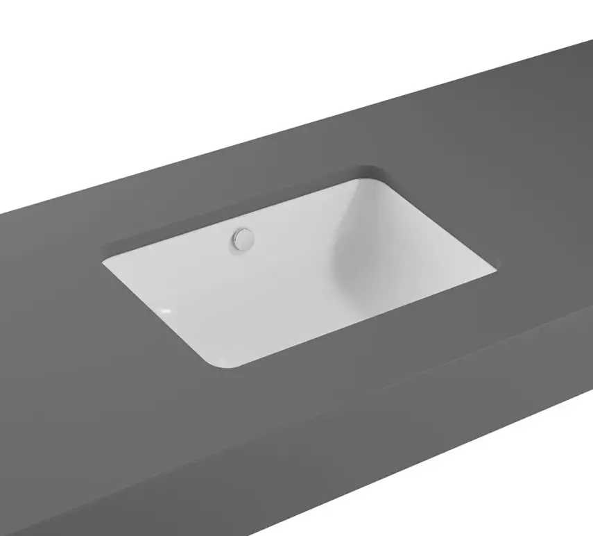 Vitra S20 Tezgahaltı Lavabo Dikdörtgen, 55X37 Cm Armatür Deliksiz, Su Taşma Delikli, Beyaz - 1