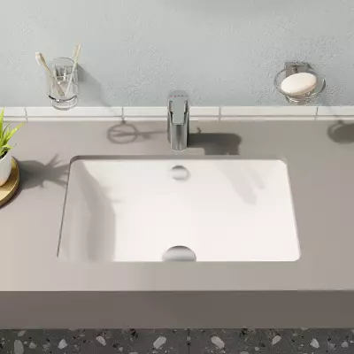 Vitra S20 Tezgahaltı Lavabo Dikdörtgen, 55X37 Cm Armatür Deliksiz, Su Taşma Delikli, Beyaz - 3
