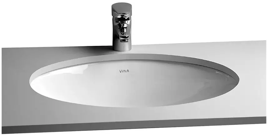 Vitra S20 Tezgahaltı Lavabo Oval, 60X45 Cm Armatür Deliksiz, Su Taşma Delikli, Beyaz - 1