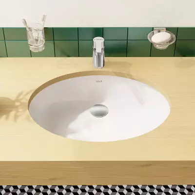 Vitra S20 Tezgahaltı Lavabo Oval, 60X45 Cm Armatür Deliksiz, Su Taşma Delikli, Beyaz - 4